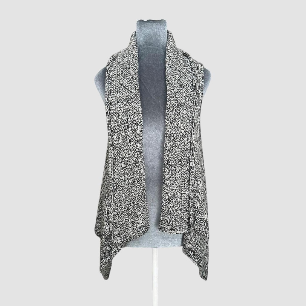 Chunky Marled Knit Open Front Draped Waterfall Sweater Cardigan Sweater Vest